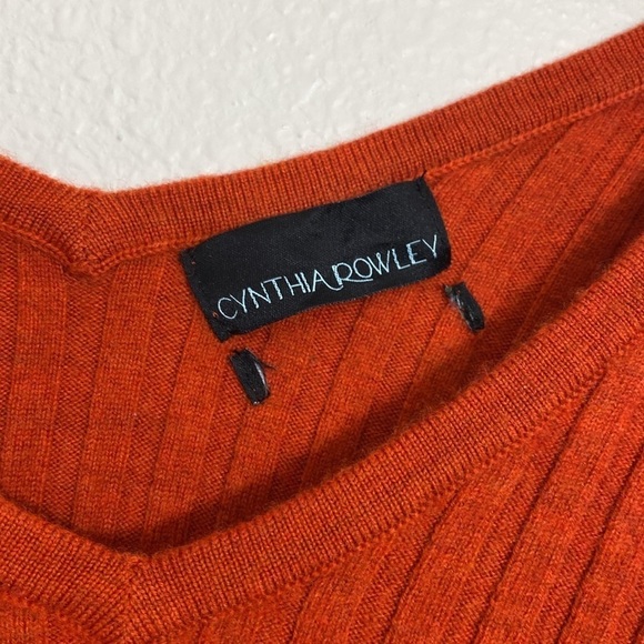 Cynthia Rowley 100% Merino Wool Burnt Orange Rib Knit Sweater - Picture 5 of 6